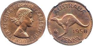 1 Penny Australie (1939 - ) Bronze Elizabeth II (1926-2022)