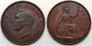 1 Penny Feriind Kiningrik (1922-) Bronze George VI (1895-1952)