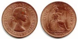 1 Penny Feriind Kiningrik (1922-) Bronze Elizabeth II (1926-2022)