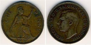 1 Penny Feriind Kiningrik (1922-) Bronze George VI (1895-1952)