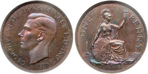 1 Penny Feriind Kiningrik (1922-) Bronze George VI (1895-1952)