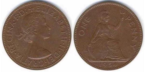 1 Penny Feriind Kiningrik (1922-) Bronze Elizabeth II (1926-2022)