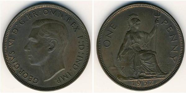 1 Penny Feriind Kiningrik (1922-) Bronze George VI (1895-1952)