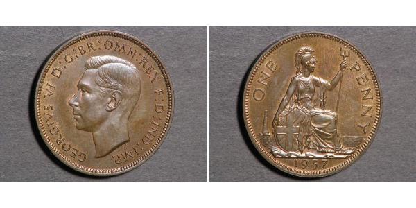 1 Penny Feriind Kiningrik (1922-) Bronze George VI (1895-1952)