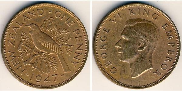 1 Penny New Zealand Bronze George VI (1895-1952)