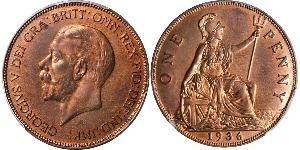 1 Penny Vereinigtes Königreich von Großbritannien und Irland (1801-1922) Bronze George V (1865-1936)