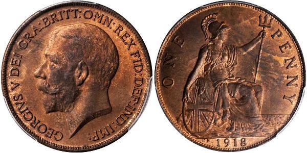 1 Penny Vereinigtes Königreich von Großbritannien und Irland (1801-1922) Bronze George V (1865-1936)