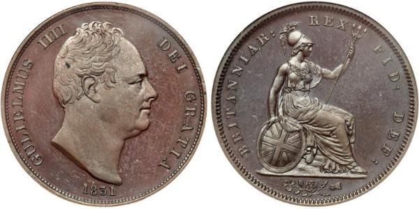 1 Penny Vereinigtes Königreich von Großbritannien und Irland (1801-1922) Bronze Wilhelm IV (1765-1837)