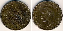 1 Penny Nuova Zelanda Bronzo Giorgio VI (1895-1952)
