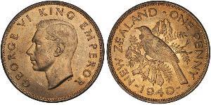 1 Penny Nuova Zelanda Bronzo Giorgio VI (1895-1952)