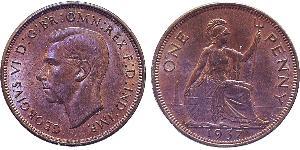 1 Penny Regno Unito (1922-) Bronzo Giorgio VI (1895-1952)