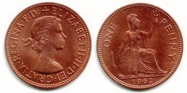 1 Penny Regno Unito (1922-) Bronzo Elisabetta II (1926-2022)