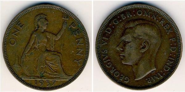 1 Penny Regno Unito (1922-) Bronzo Giorgio VI (1895-1952)