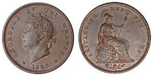 1 Penny Regno Unito di Gran Bretagna e Irlanda (1801-1922) Bronzo Giorgio IV (1762-1830)