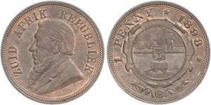 1 Penny Sudafrica Bronzo Paul Kruger (1825 - 1904)