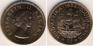 1 Penny Sudafrica Bronzo Elisabetta II (1926-2022)