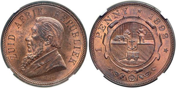 1 Penny Sudafrica Bronzo Paul Kruger (1825 - 1904)