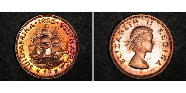 1 Penny Sudafrica Bronzo Elisabetta II (1926-2022)