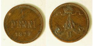 1 Penny Gran Ducado de Finlandia (1809 - 1917) Cobre Alejandro II (1818-1881)