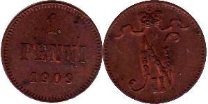 1 Penny Gran Ducado de Finlandia (1809 - 1917) Cobre Nicolás II (1868-1918)