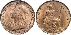 1 Penny Reino Unido de Gran Bretaña e Irlanda (1801-1922) Cobre Victoria (1819 - 1901)