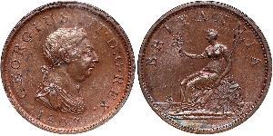 1 Penny Reino Unido de Gran Bretaña e Irlanda (1801-1922) Cobre Jorge III (1738-1820)