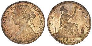 1 Penny Reino Unido de Gran Bretaña e Irlanda (1801-1922) Cobre Victoria (1819 - 1901)