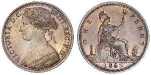 1 Penny Reino Unido de Gran Bretaña e Irlanda (1801-1922) Cobre Victoria (1819 - 1901)