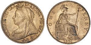 1 Penny Reino Unido de Gran Bretaña e Irlanda (1801-1922) Cobre Victoria (1819 - 1901)