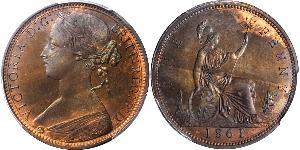 1 Penny Reino Unido de Gran Bretaña e Irlanda (1801-1922) Cobre Victoria (1819 - 1901)