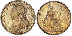 1 Penny Reino Unido de Gran Bretaña e Irlanda (1801-1922) Cobre Victoria (1819 - 1901)