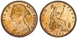 1 Penny Reino Unido de Gran Bretaña e Irlanda (1801-1922) Cobre Victoria (1819 - 1901)