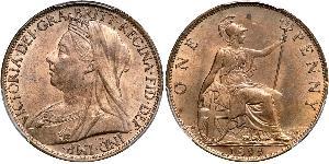 1 Penny Reino Unido de Gran Bretaña e Irlanda (1801-1922) Cobre Victoria (1819 - 1901)