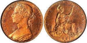 1 Penny Reino Unido de Gran Bretaña e Irlanda (1801-1922) Cobre Victoria (1819 - 1901)