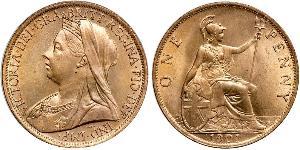 1 Penny Reino Unido de Gran Bretaña e Irlanda (1801-1922) Cobre Victoria (1819 - 1901)