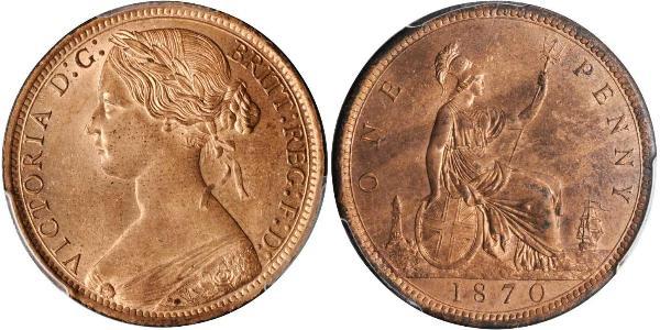 1 Penny Reino Unido de Gran Bretaña e Irlanda (1801-1922) Cobre Victoria (1819 - 1901)