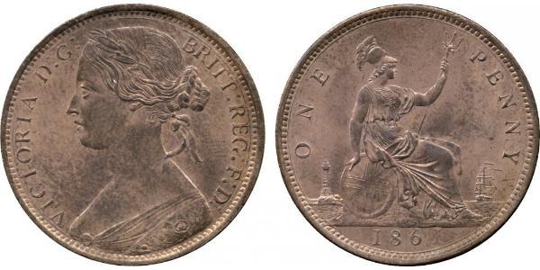 1 Penny Reino Unido de Gran Bretaña e Irlanda (1801-1922) Cobre Victoria (1819 - 1901)