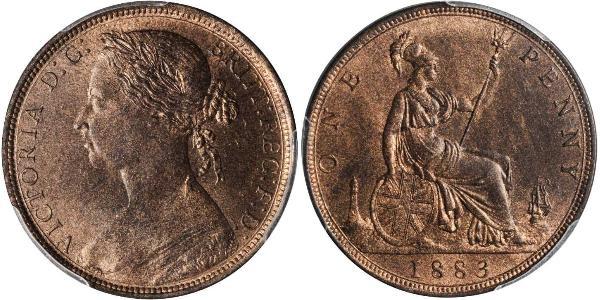 1 Penny Reino Unido de Gran Bretaña e Irlanda (1801-1922) Cobre Victoria (1819 - 1901)