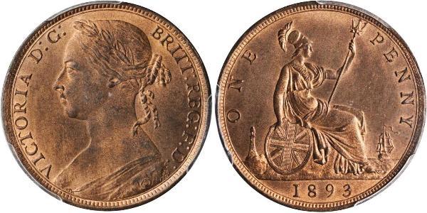 1 Penny Reino Unido de Gran Bretaña e Irlanda (1801-1922) Cobre Victoria (1819 - 1901)