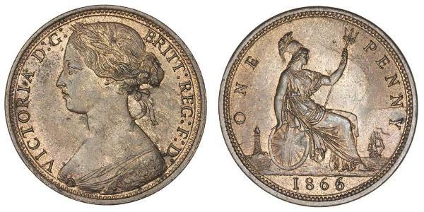 1 Penny Reino Unido de Gran Bretaña e Irlanda (1801-1922) Cobre Victoria (1819 - 1901)