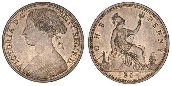 1 Penny Reino Unido de Gran Bretaña e Irlanda (1801-1922) Cobre Victoria (1819 - 1901)