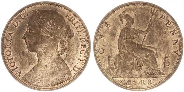 1 Penny Reino Unido de Gran Bretaña e Irlanda (1801-1922) Cobre Victoria (1819 - 1901)