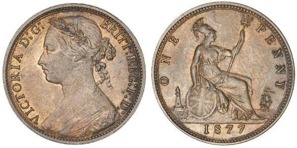 1 Penny Reino Unido de Gran Bretaña e Irlanda (1801-1922) Cobre Victoria (1819 - 1901)