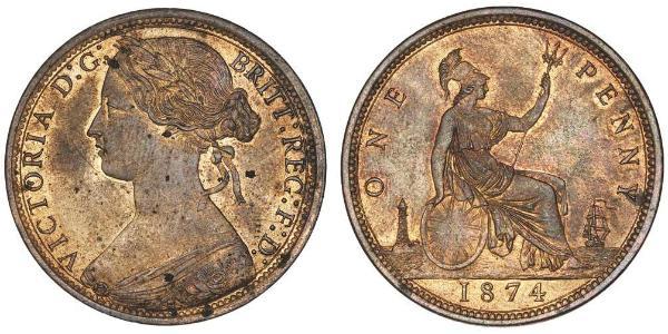 1 Penny Reino Unido de Gran Bretaña e Irlanda (1801-1922) Cobre Victoria (1819 - 1901)