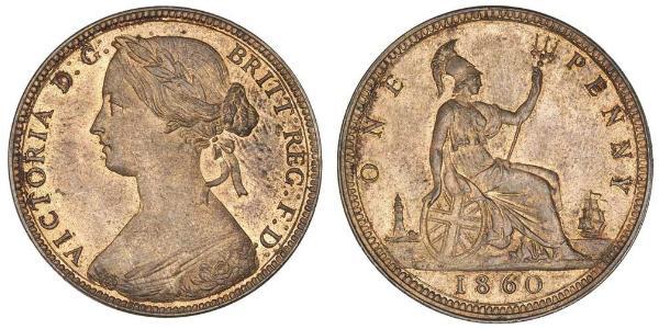 1 Penny Reino Unido de Gran Bretaña e Irlanda (1801-1922) Cobre Victoria (1819 - 1901)