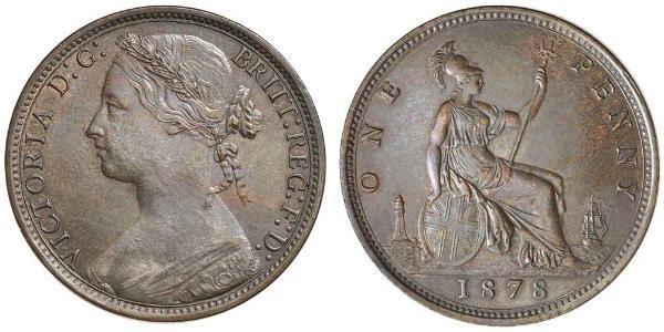 1 Penny Reino Unido de Gran Bretaña e Irlanda (1801-1922) Cobre Victoria (1819 - 1901)