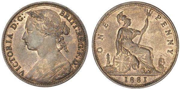 1 Penny Reino Unido de Gran Bretaña e Irlanda (1801-1922) Cobre Victoria (1819 - 1901)