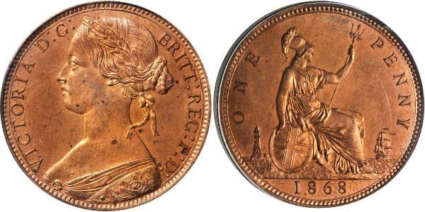 1 Penny Reino Unido de Gran Bretaña e Irlanda (1801-1922) Cobre Victoria (1819 - 1901)