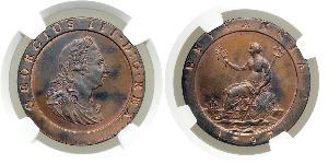 1 Penny Reino de Gran Bretaña (1707-1801) Cobre Jorge III (1738-1820)