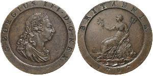 1 Penny Reino de Gran Bretaña (1707-1801) Cobre Jorge III (1738-1820)